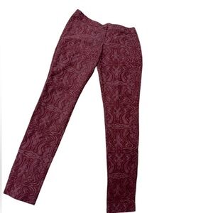 Burgundy Patterned Pants textured Italian trousers unique sz 44 women’s L artsy
